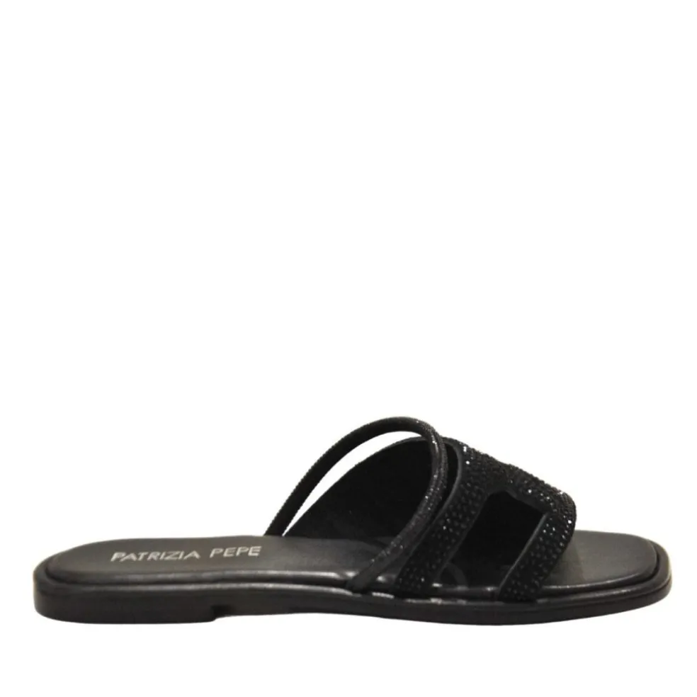 Ciabatte donna “Patrizia Pepe” PPJ284 Collezione Primavera /Estate 2025 – Bianco/Nero