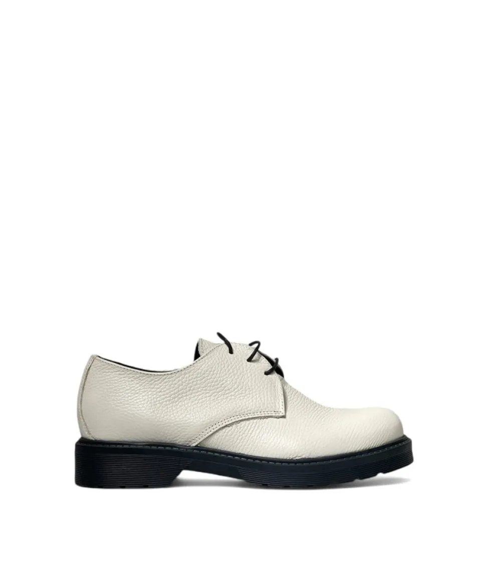 Mocassini donna “Simone Parisi Milano” DERBY Collezione Autunno/Inverno 2024/2025 Martellato – Bianco/Beige