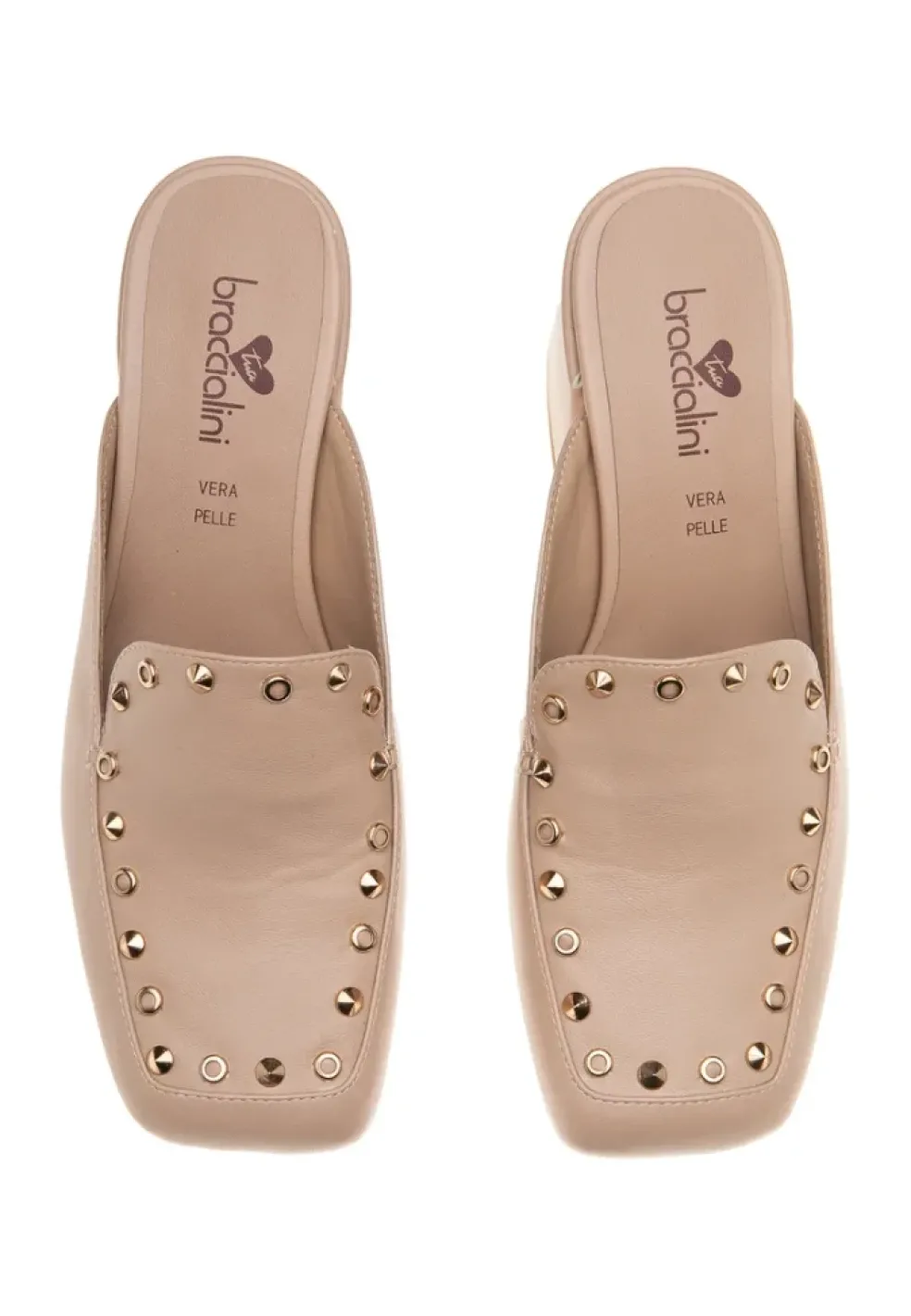Sabot donna “Braccialini” BB60 Collezione Primavera/Estate 2025 con borchie – Nero/Bianco/Nude