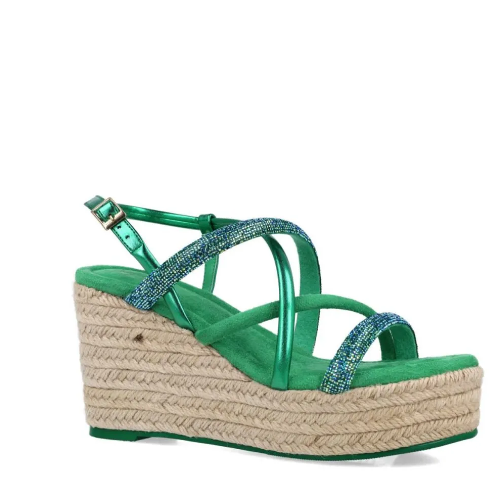 Sandali Con Zeppa donna “Menbur” 24890 Collezione Primavera/Estate 2025 – Verde/Fucsia/Nero
