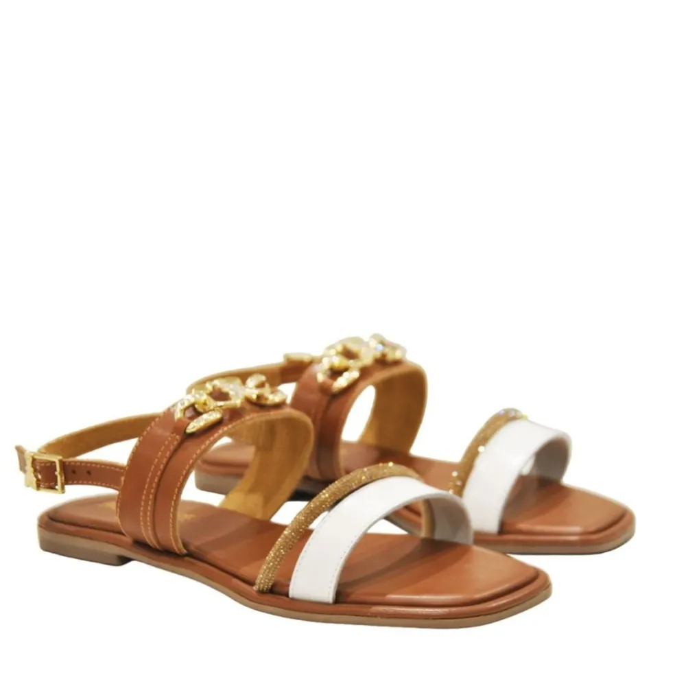 Sandali donna “Patrizia Pepe” PPJ283 Collezione Primavera /Estate 2025 – Bianco/Cuoio
