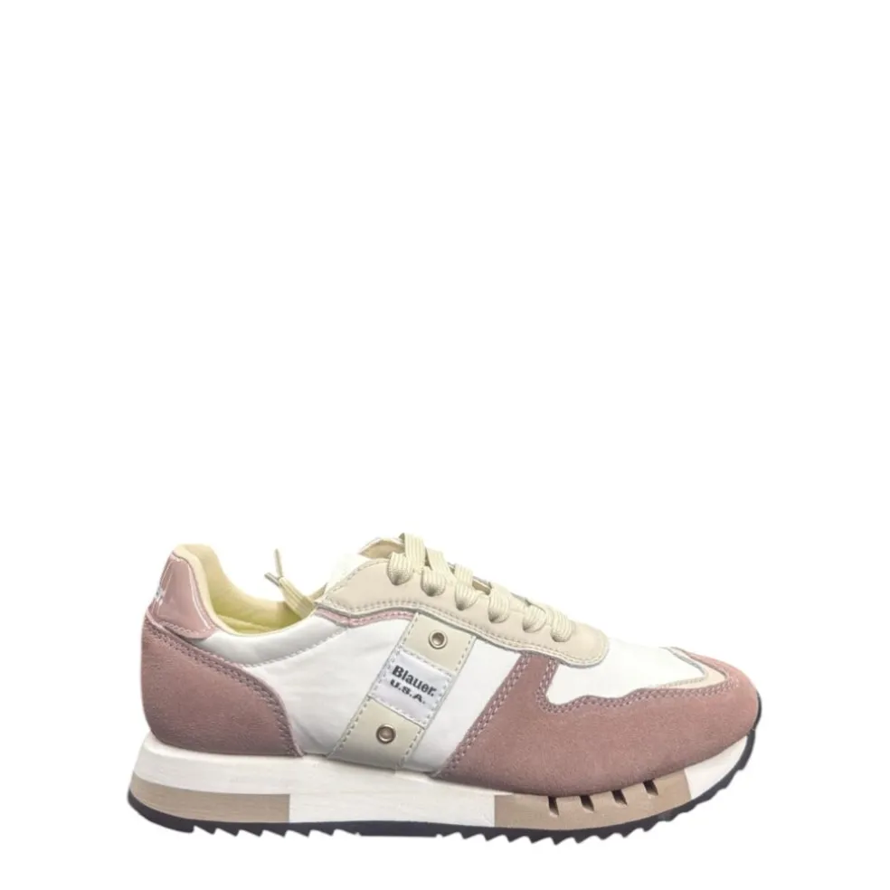 Sneakers donna “Blauer” MELROSE02 Collezione Primavera/Estate 2025 – Bianco e Rosa