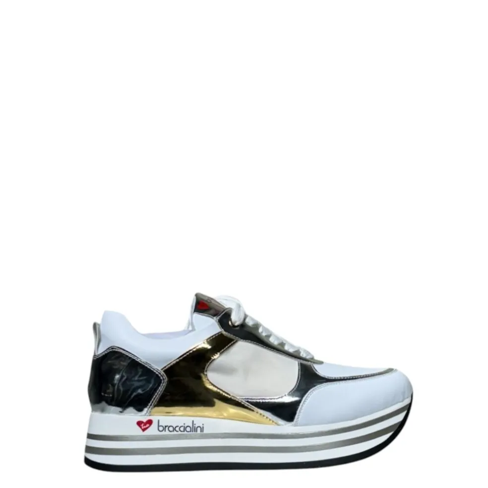 Sneakers donna “Braccialini” BB108 Collezione Primavera/Estate 2025 – Bianco Multi