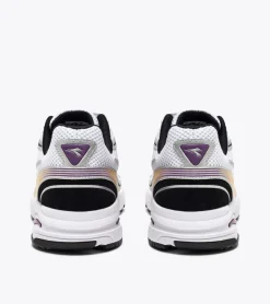 Sneakers donna “Diadora” Sao-Ko 280 Collezione Primavera/Estate 2025 – Bianco Nero Viola Giallo Argento/Perla Marina