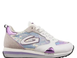 Sneakers donna “Guardiani” AGW350002 Collezione Primavera/Estate 2025 Paillettes – Bianco e Lilla Multi