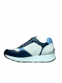 Sneakers donna “Laura Biagiotti” 8404 Collezione Primavera/Estate 2025 – Beige/Bianco e blu