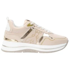 Sneakers donna “Patrizia Pepe” PPJ270 Collezione Primavera /Estate 2025 – Bianco e oro/beige e oro