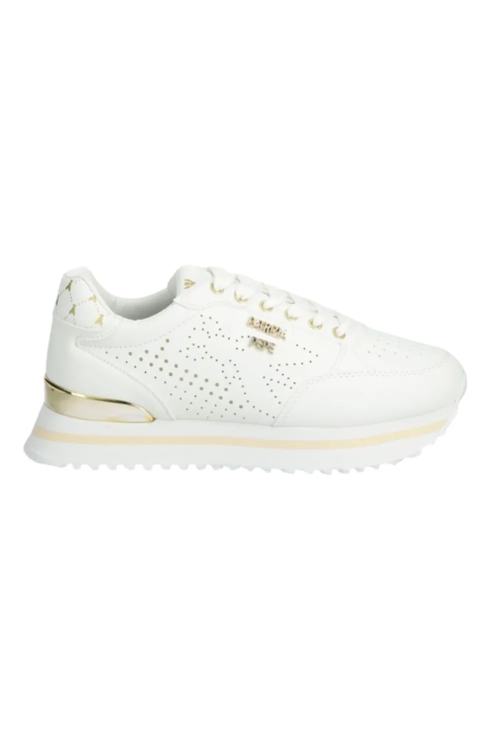 Sneakers donna “Patrizia Pepe” PPJ265 Collezione Primavera /Estate 2025 – Bianco e argento/Bianco e oro