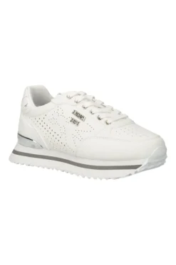 Sneakers donna “Patrizia Pepe” PPJ265 Collezione Primavera /Estate 2025 – Bianco e argento/Bianco e oro