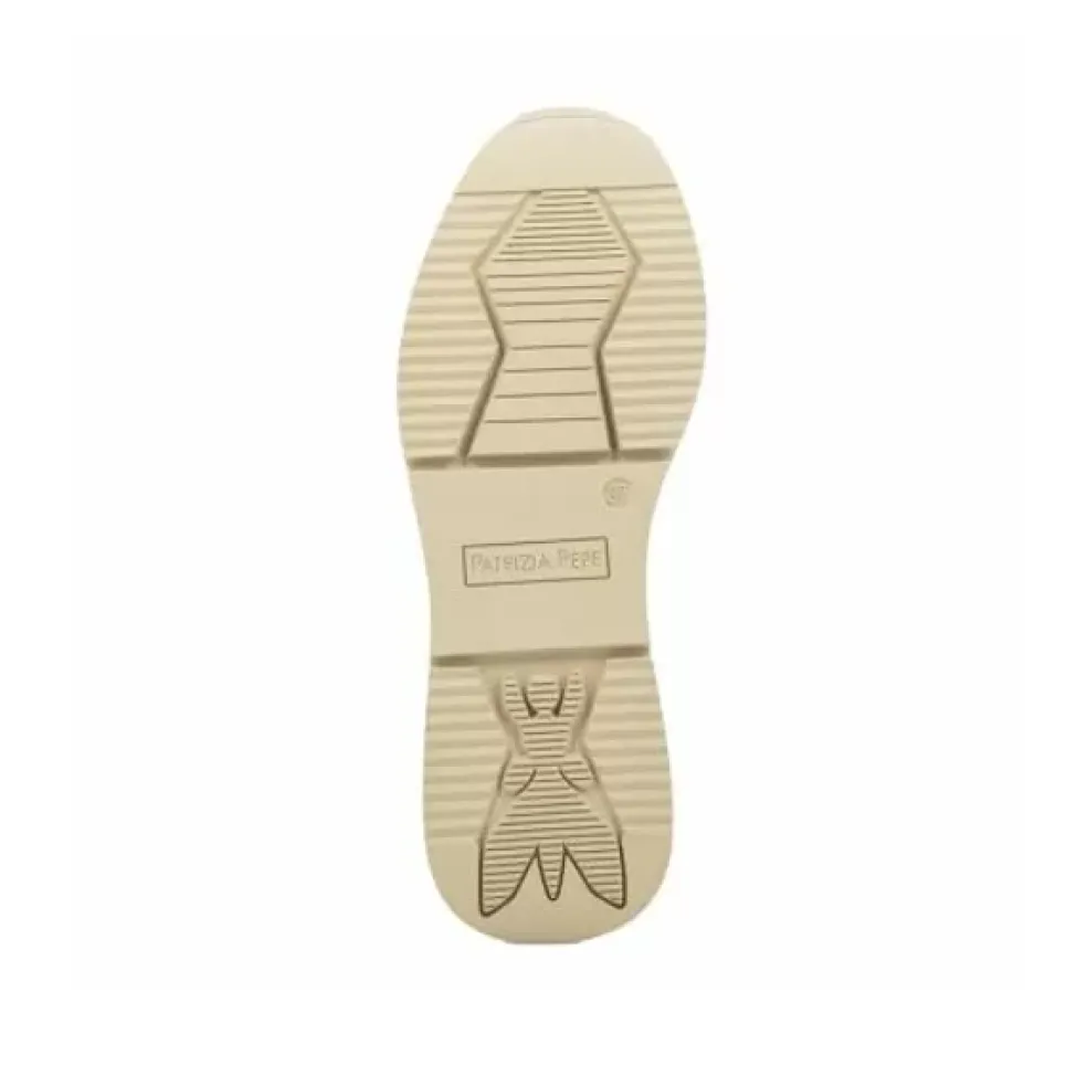 Sneakers donna “Patrizia Pepe” PPJ268 Collezione Primavera /Estate 2025 – Bianco e argento/Platino e beige