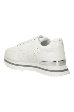 Sneakers donna “Patrizia Pepe” PPJ265 Collezione Primavera /Estate 2025 – Bianco e argento/Bianco e oro