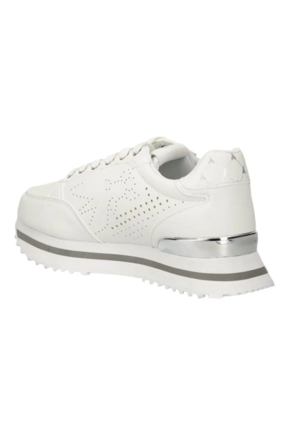 Sneakers donna “Patrizia Pepe” PPJ265 Collezione Primavera /Estate 2025 – Bianco e argento/Bianco e oro