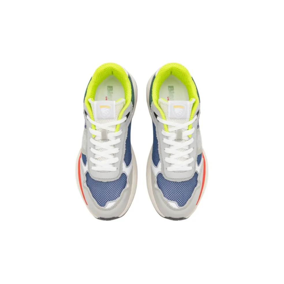 Sneakers Uomo “Blauer” EAGLE02 Collezione Primavera/Estate 2025 – Bianco e Grigio/Multicolor