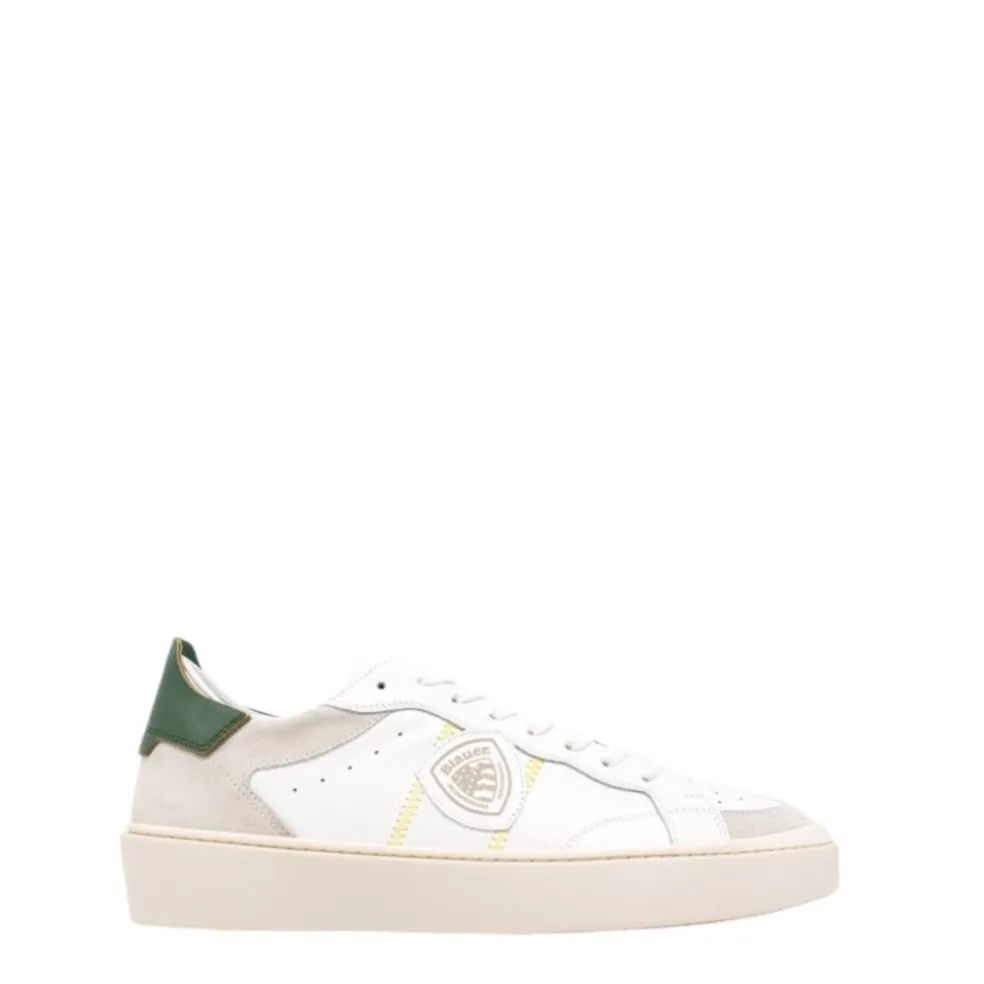 Sneakers Uomo “Blauer” STATEN07 Collezione Primavera/Estate 2025 – Bianco e Verde