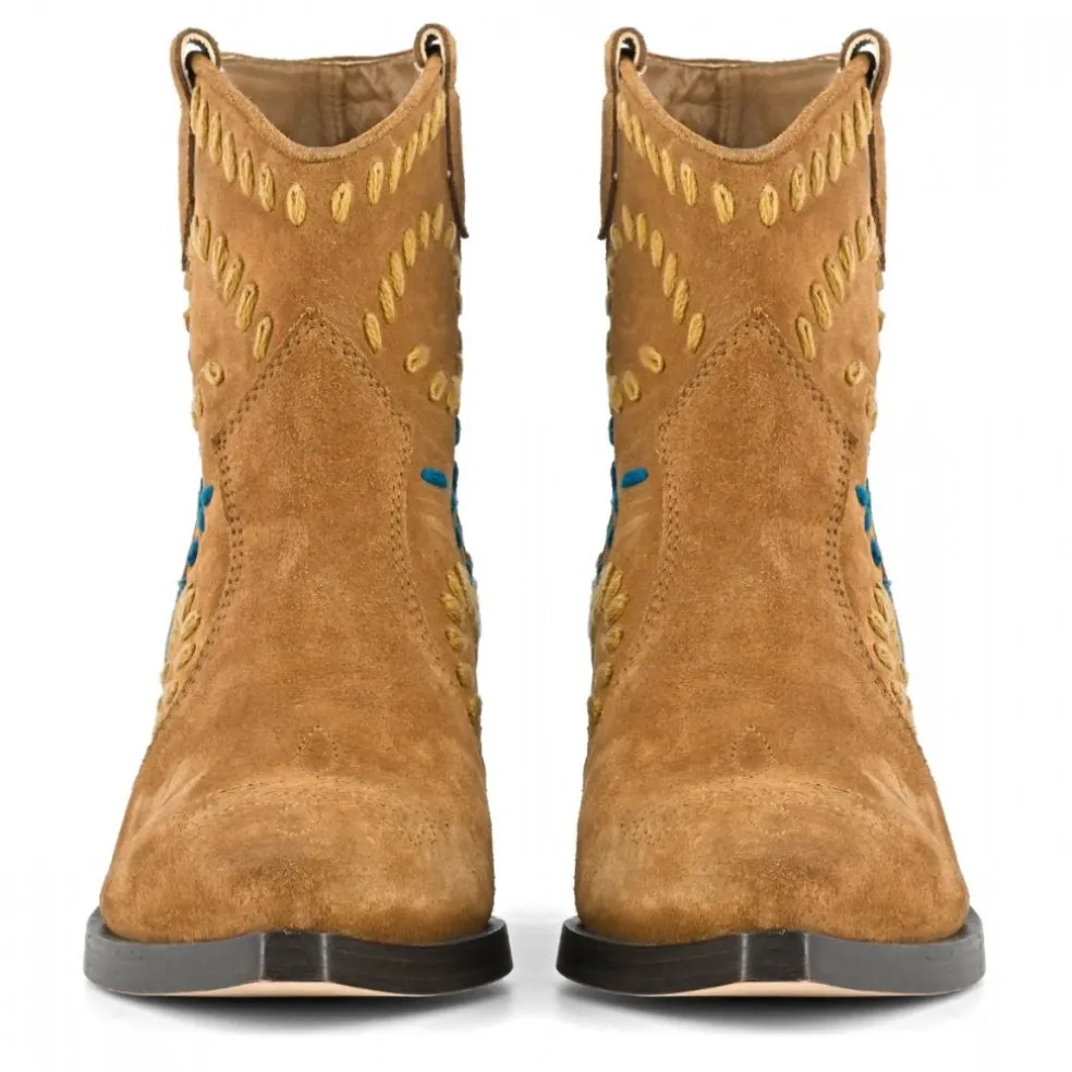 Stivaletti texano donna “Coral Blue” CB.K323.01 Collezione Autunno/Inverno 2024/2025 – Nero/Cognac