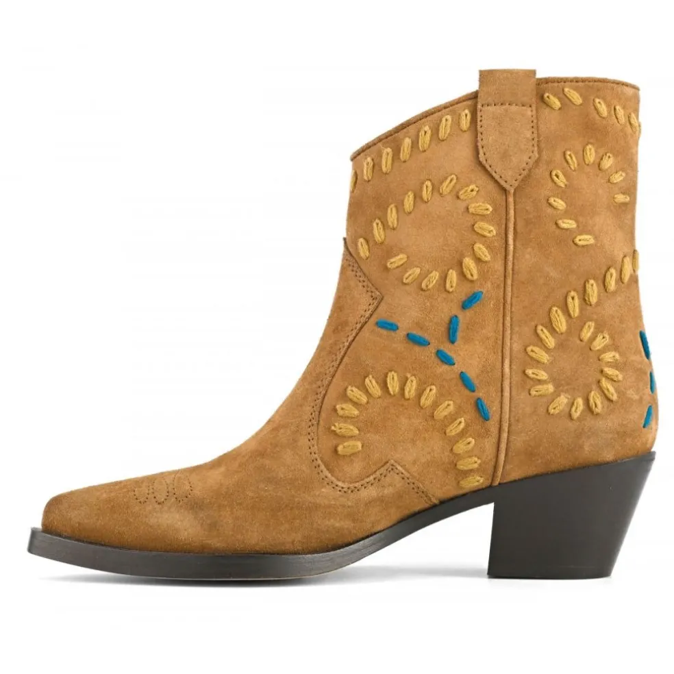 Stivaletti texano donna “Coral Blue” CB.K323.01 Collezione Autunno/Inverno 2024/2025 – Nero/Cognac