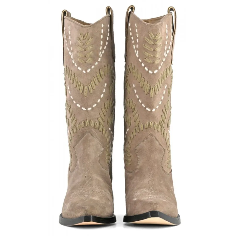 Stivali texano donna “Coral Blue” CB.K323.02 Collezione Autunno/Inverno 2024/2025 – Grigio/Cognac